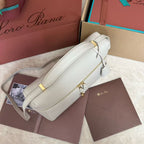 Wine White Leather & Canvas Crossbody Bag