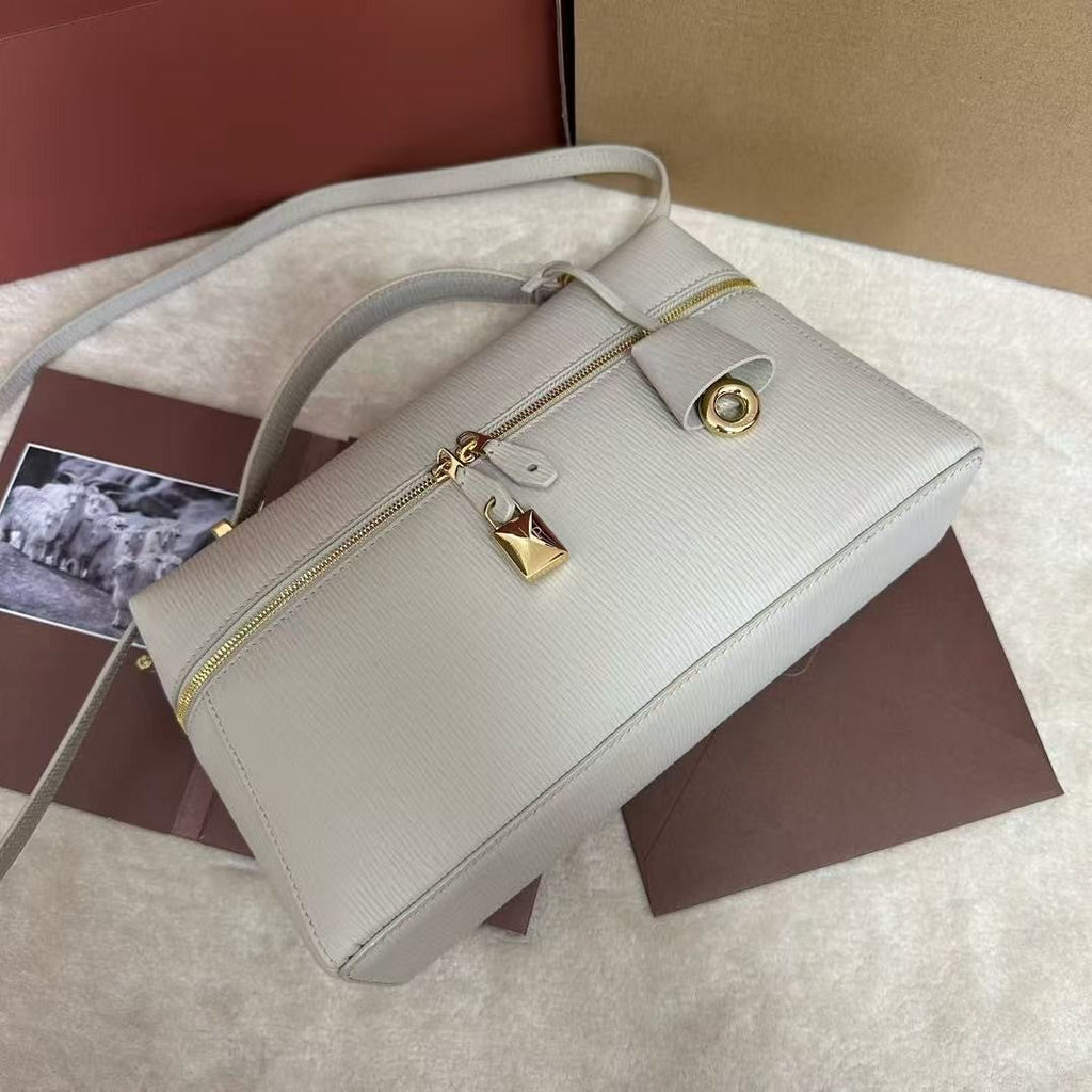 Wine White Leather & Canvas Crossbody Bag