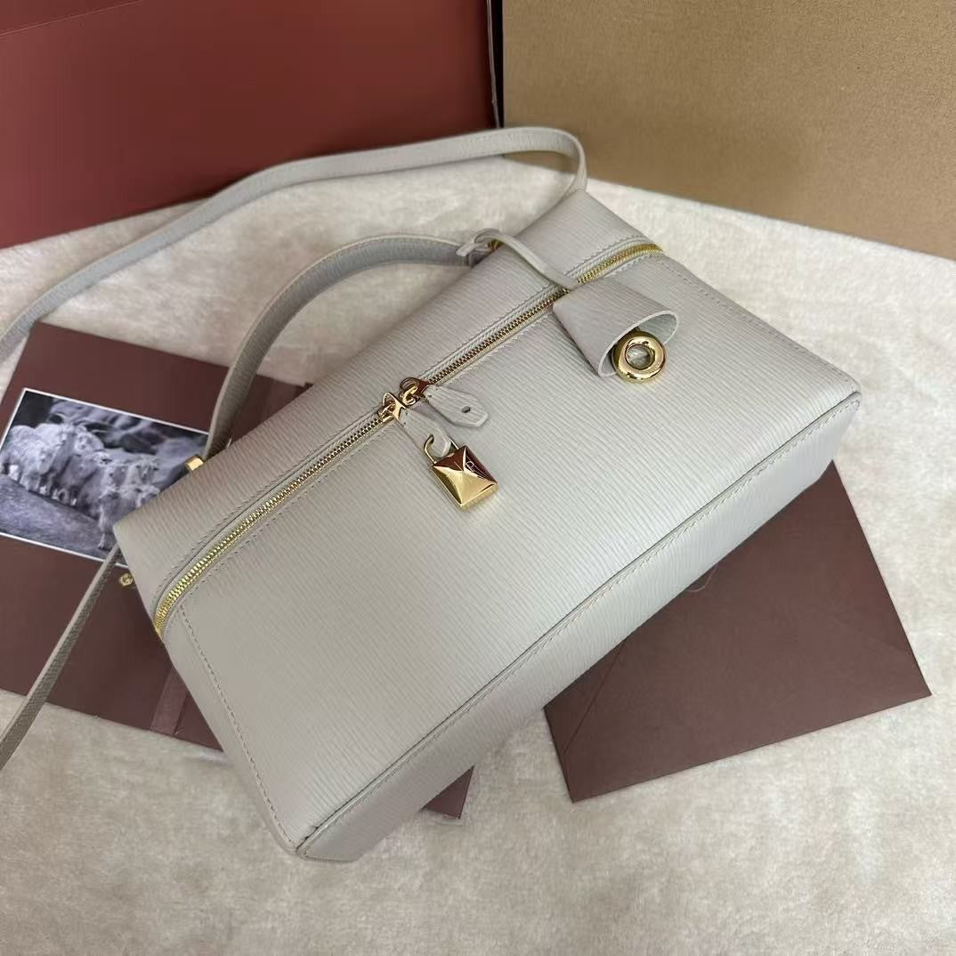 Wine White Leather & Canvas Crossbody Bag