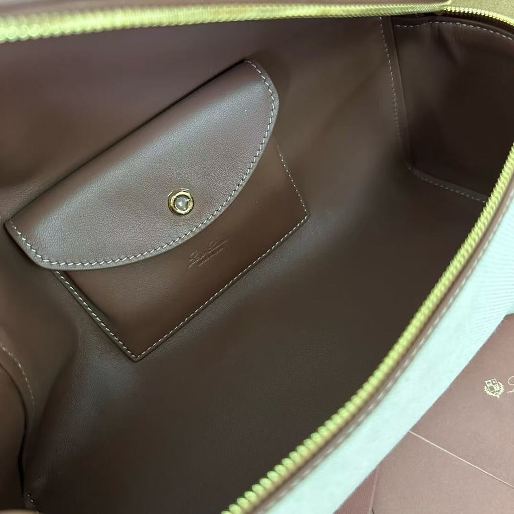 Wine Red Leather & Canvas Crossbody Bag