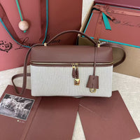 Wine Red Leather & Canvas Crossbody Bag