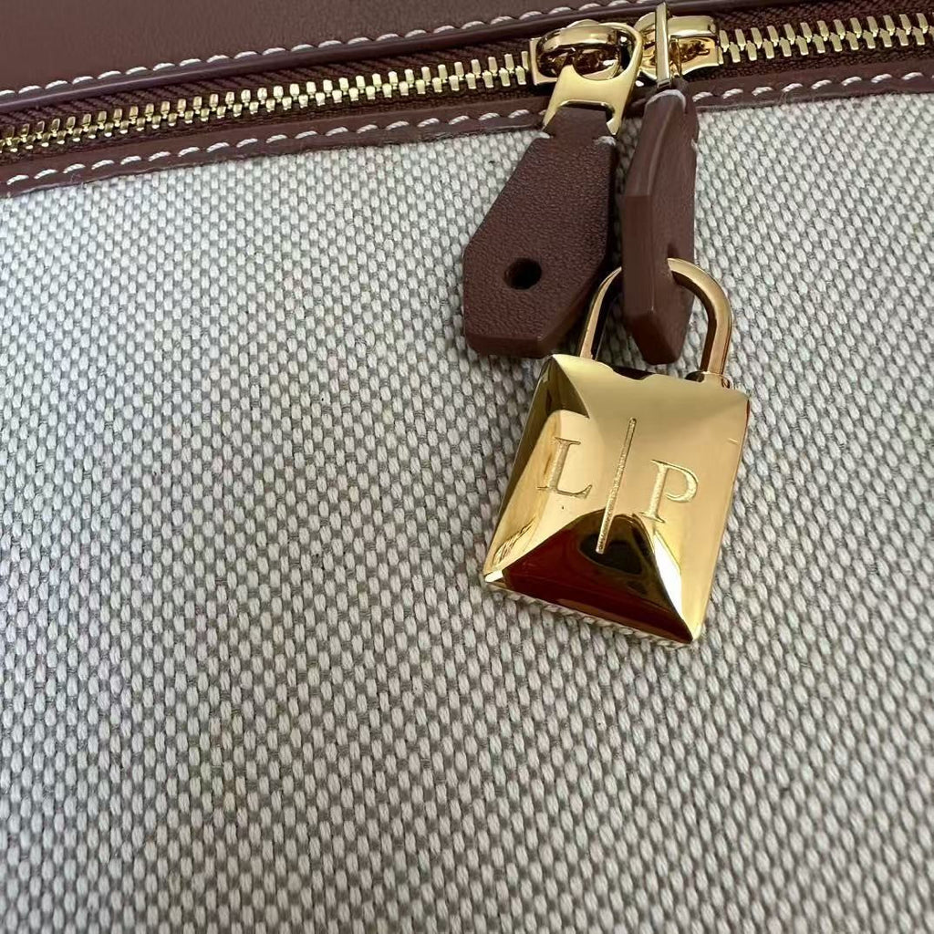 Wine Red Leather & Canvas Crossbody Bag