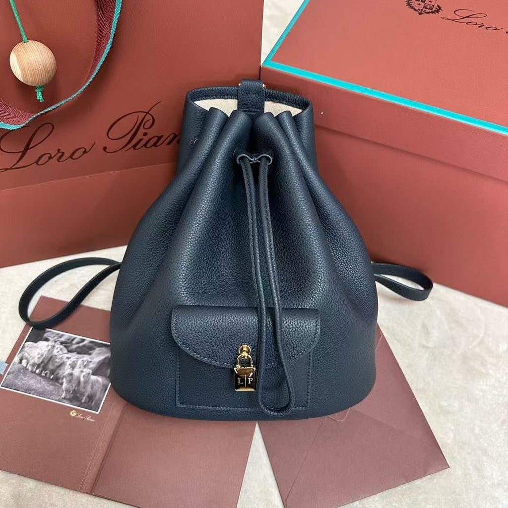 Extra Navy Canvas Drawstring Backpack