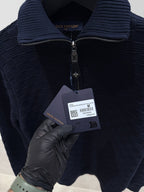 Cashmere Wool Blend Half-zip Pullover Sweater