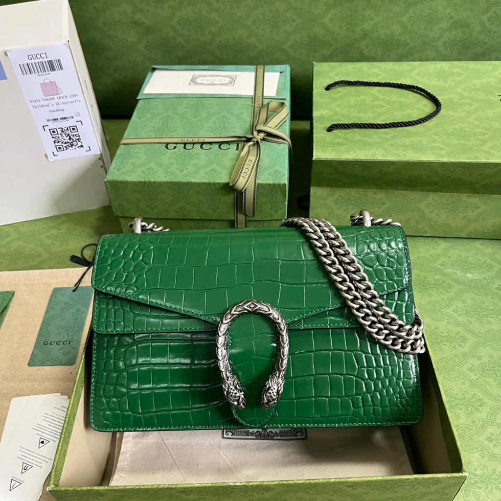 Croc-Embossed Dionysus Shoulder Bag
