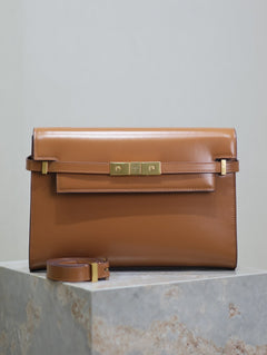 Crocodile-Embossed Leather Chain Bag