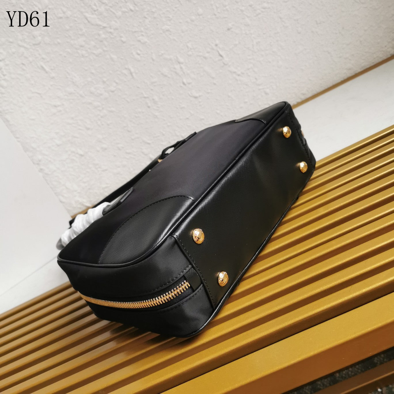 Re-Nylon and Saffiano Leather Two-Handle Bag