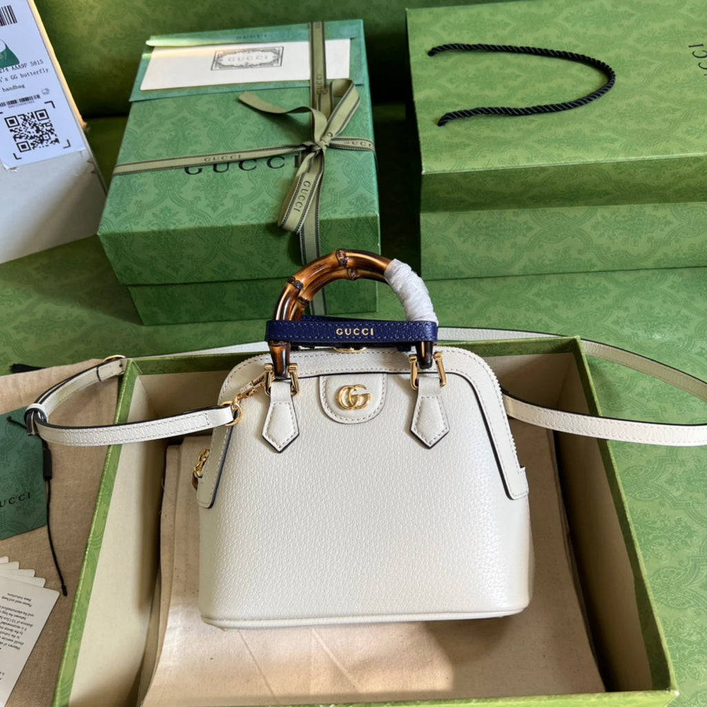 Diana Leather Bamboo Handle Bag