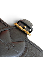 SWORD LUXURY Louis Vuitton Diane çanta üzerinde altın tonlu metal toka detayı ve kabartmalı monogram deri dokusu.