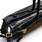 SWORD LUXURY Prada Bonnie ekstra büyük siyah deri çanta, altın tonlu fermuar detayları ve şık donanımı ile.