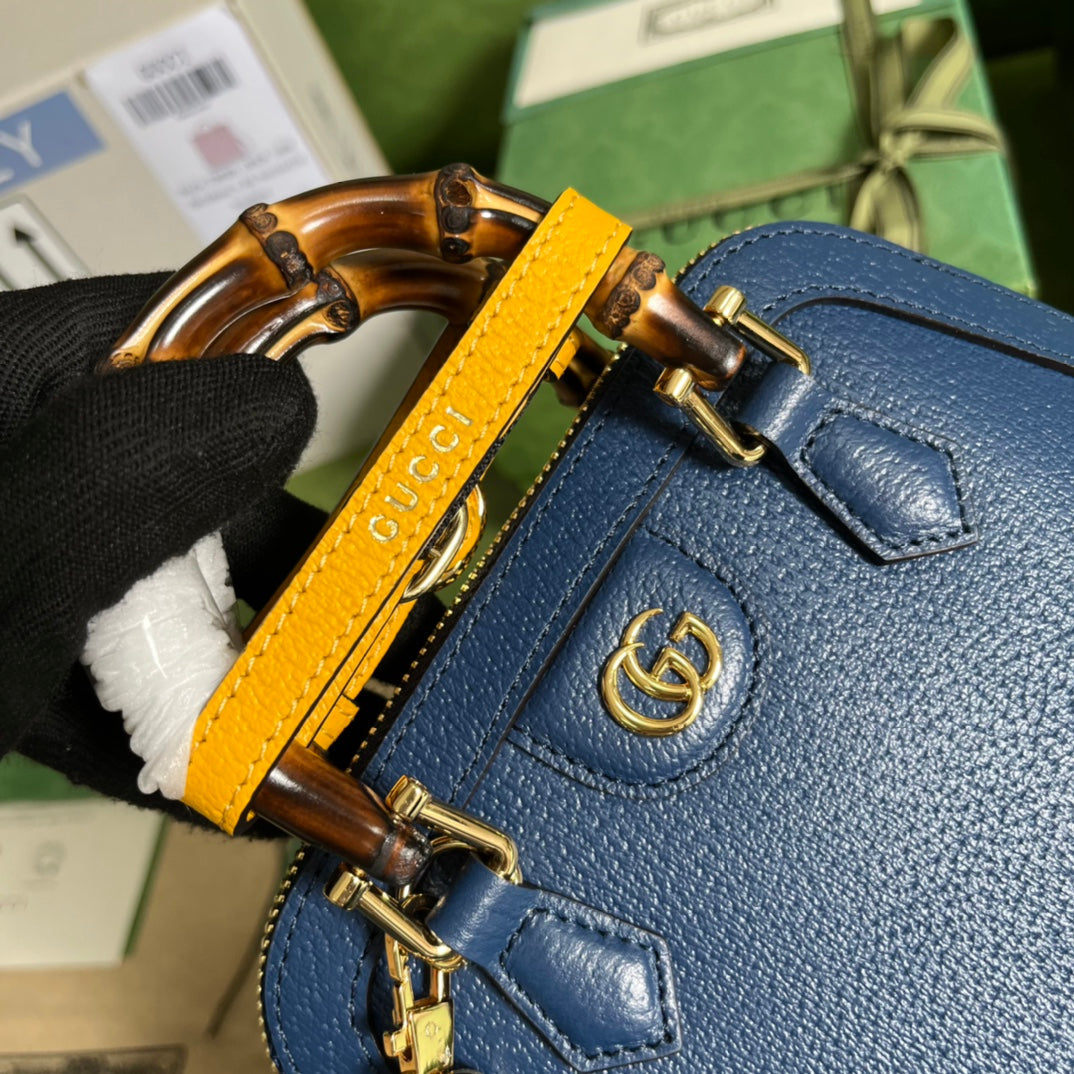 Diana Leather Bamboo Handle Bag