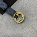 Monogram Canvas Belt with Gold-Tone Interlocking GG Buckle