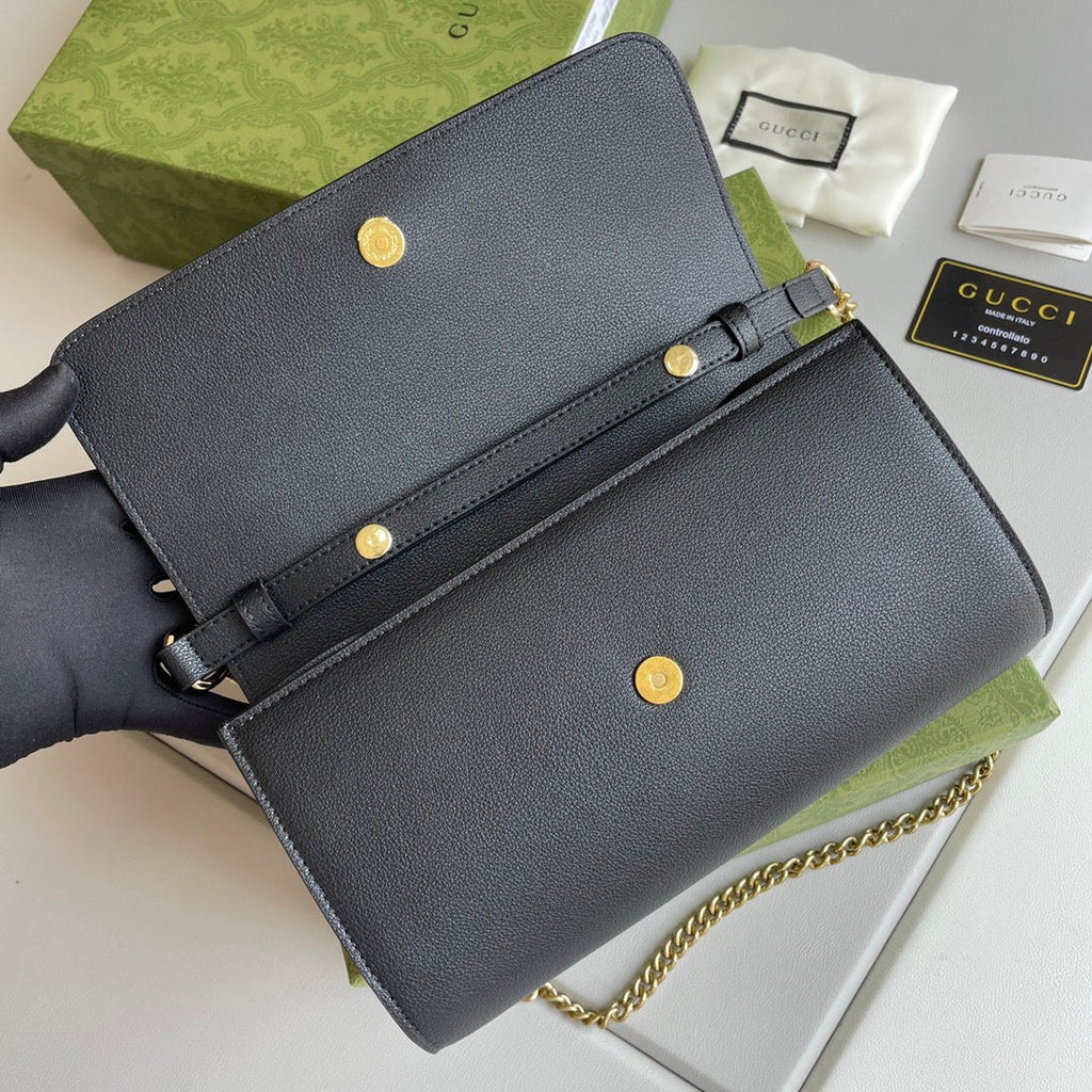 Bamboo Handle Leather Wallet with Chain