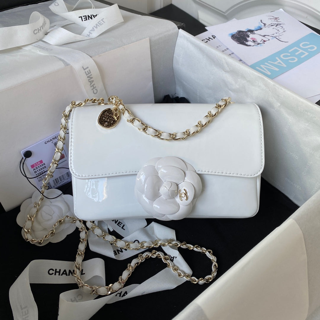 Camellia Patent Flap Bag