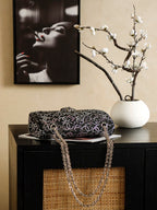 Crystal-Embellished Classic Flap Chain Shoulder Bag