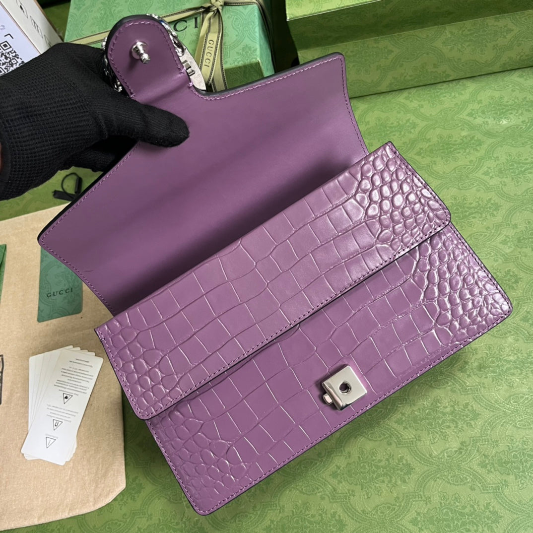 Croc-Embossed Dionysus Shoulder Bag