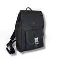 Saddle Backpack with Flap in Black Grained Calfskin
