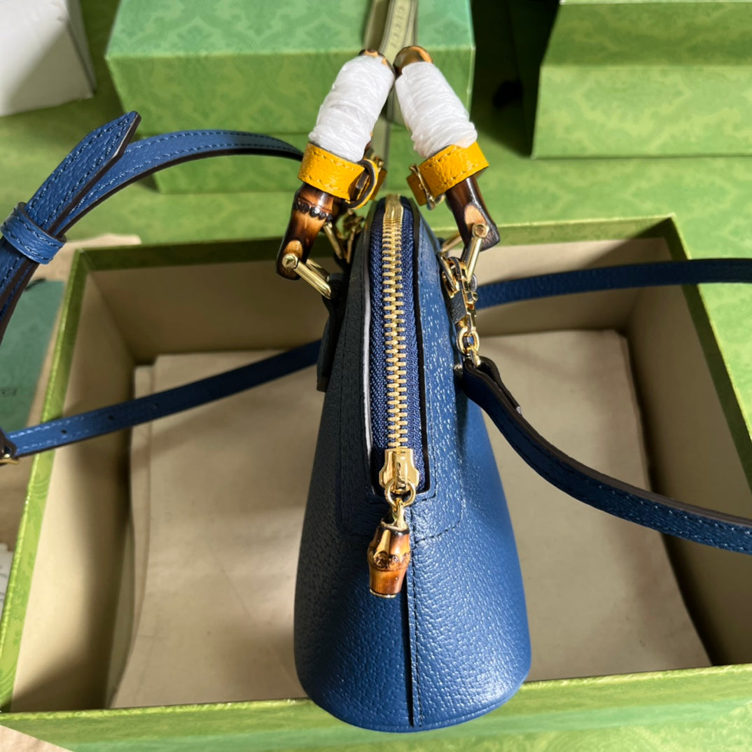 Diana Leather Bamboo Handle Bag
