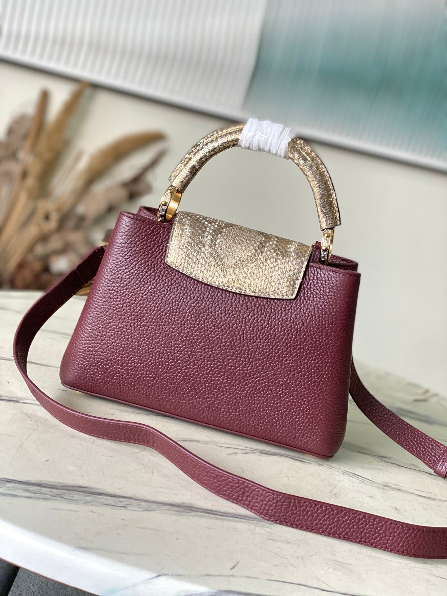 Capucines Mini Python Handle Bag