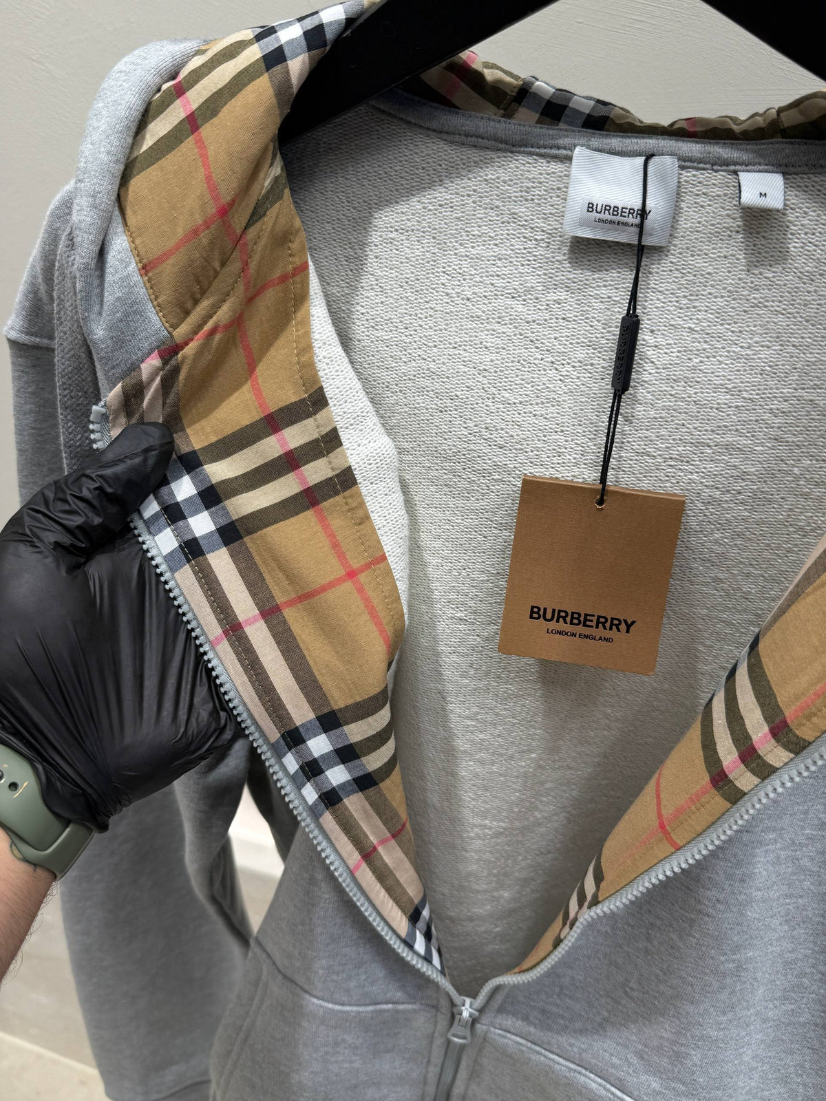 Gray Logo Zip Hoodie for Men