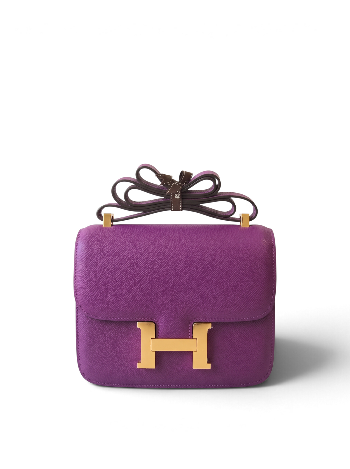SWORD LUXURY marka, altın H tokalı, mor dana derisi Hermès Constance 18 çanta.