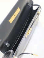 Crocodile-Embossed Leather Chain Bag