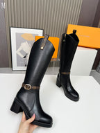 Black Knee-High Leather Boots