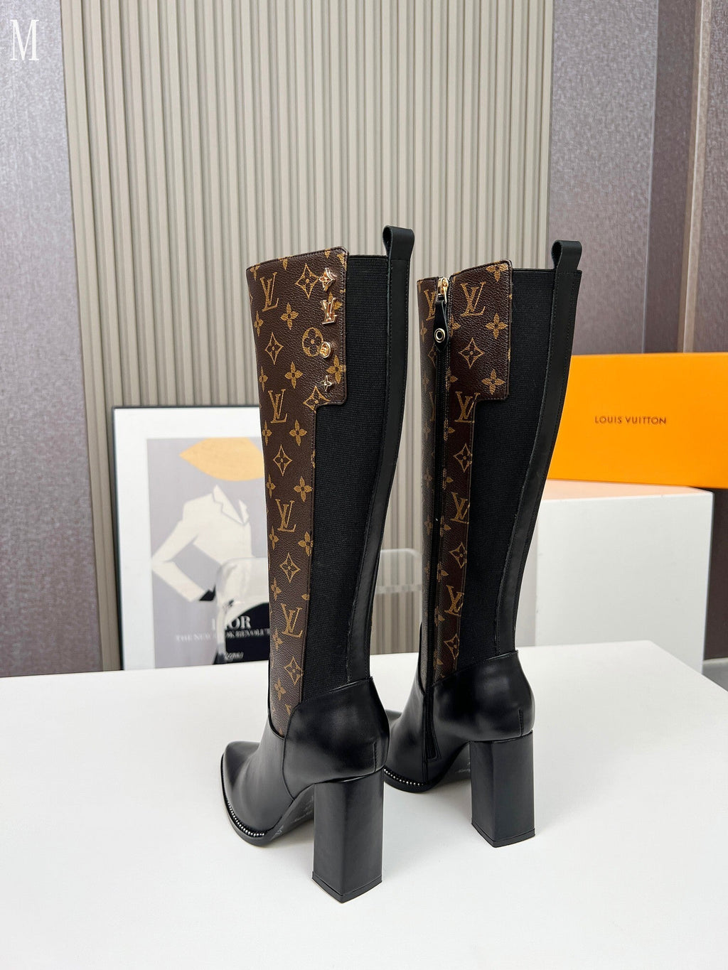 Monogram Knee-High Leather Boots