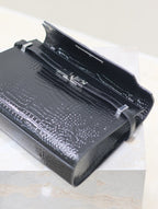 Crocodile-Embossed Leather Chain Bag