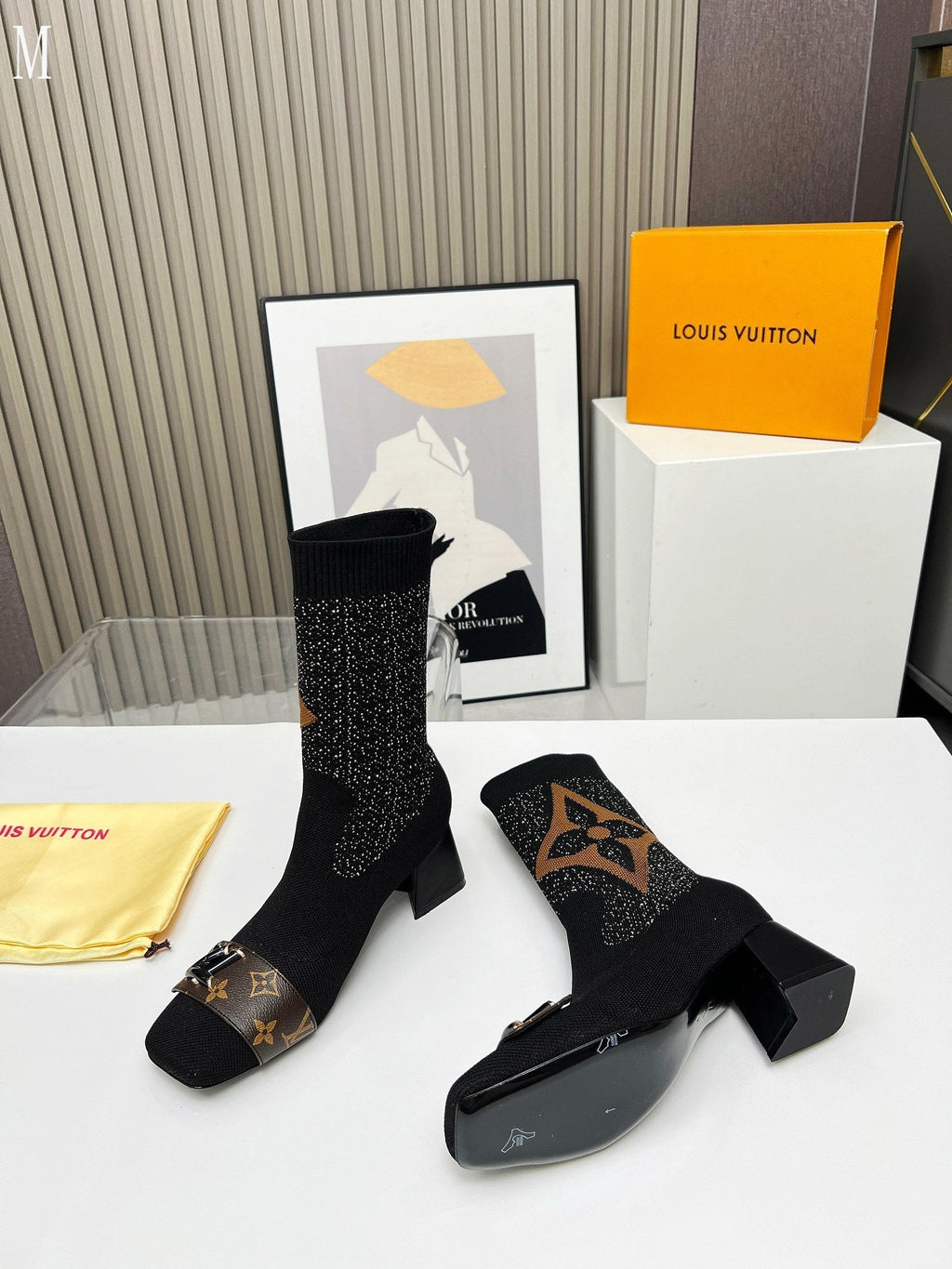 Monogram Knit Sock Ankle Boots