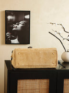 Suede & Leather Boston Top Handle Bag