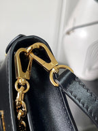 Capucines Wallet On Chain in Black Leather with Gold Chain