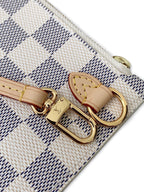 SWORD LUXURY Neverfull MM çanta için Damier Azur kanvas detaylı altın rengi metal kanca ve deri süsleme.