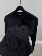 Flock Print Gradient Long-Sleveed Crewneck