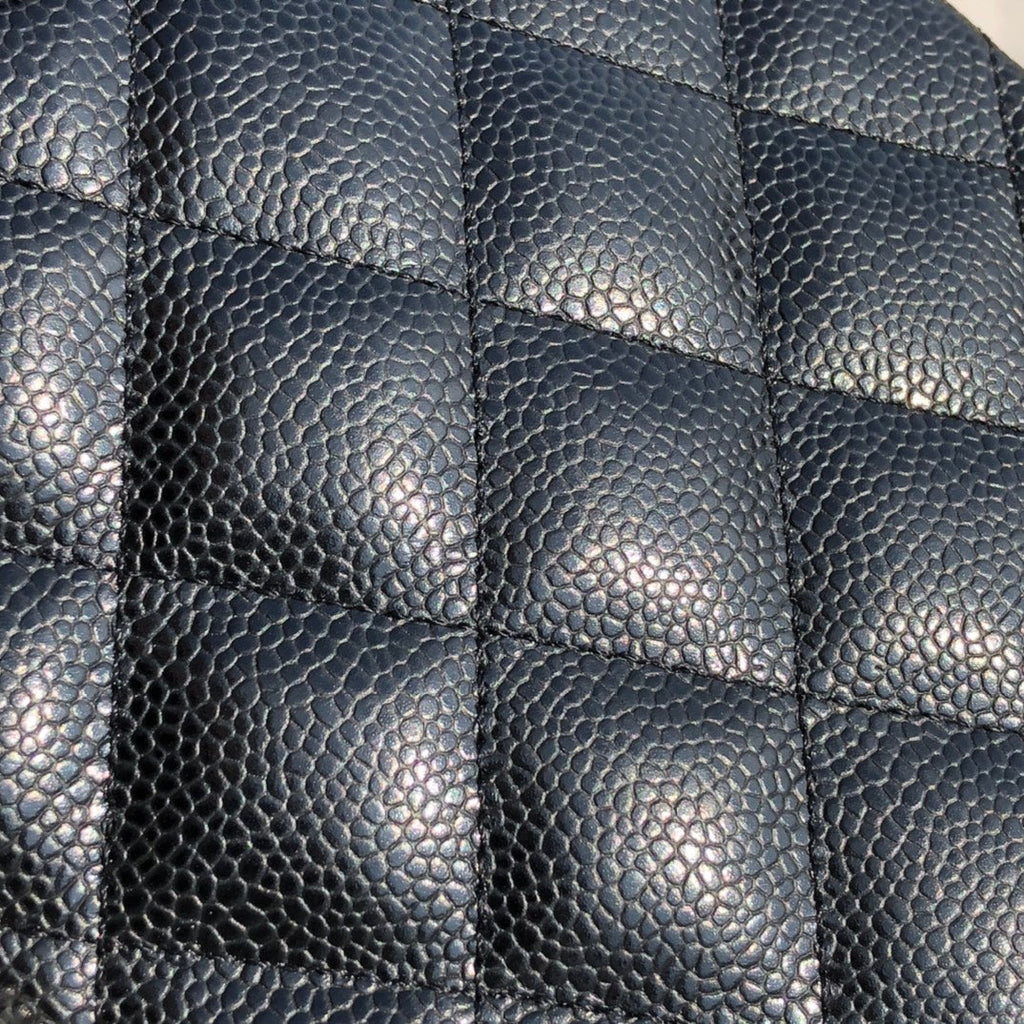 3.55 Large Caviar Leather Classic Double Flap Bag - Silver hardware