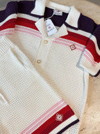 White & Pink Stripe Short Sleeve T-shirt