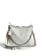 SWORD LUXURY Louis Vuitton Hand It All MM çanta, galet rengi delikli Mahina deri, gümüş zincir ve ayarlanabilir askılı