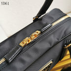 Re-Nylon and Saffiano Leather Two-Handle Bag