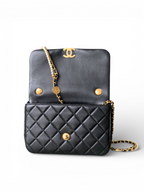 25P Camellia Pearl Square Flap Bag