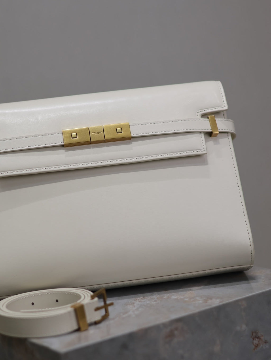 Crocodile-Embossed Leather Chain Bag