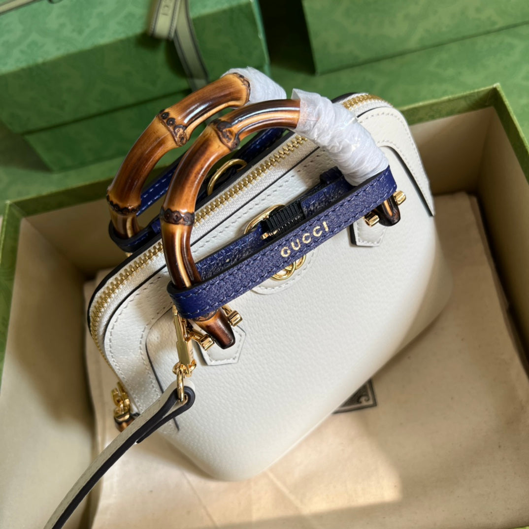 Diana Leather Bamboo Handle Bag