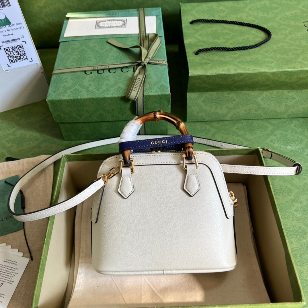 Diana Leather Bamboo Handle Bag