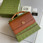 Bamboo Handle Leather Wallet with Chain