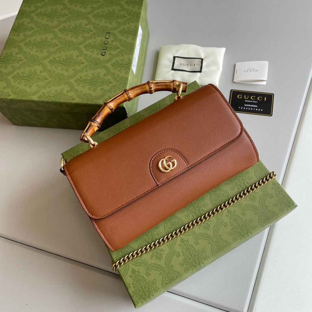 Bamboo Handle Leather Wallet with Chain
