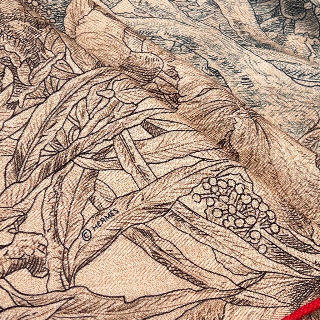 “Francois Houtin” Botanical Garden Cashmere & Silk Shawl 136 x 137 cm