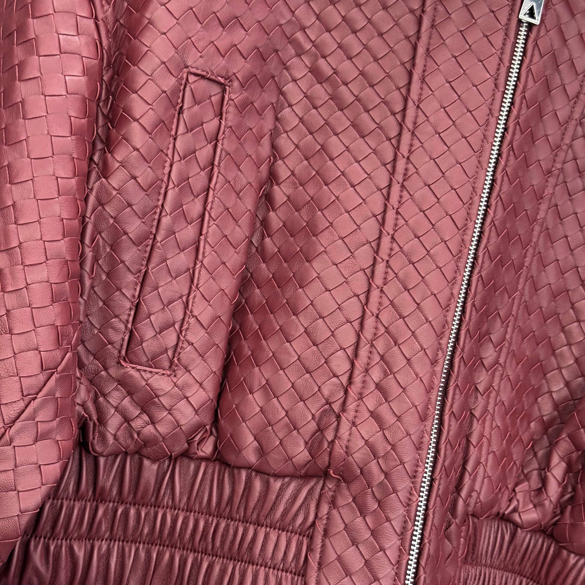 Intrecciato Leather Blouson Genuine Leather Jacket