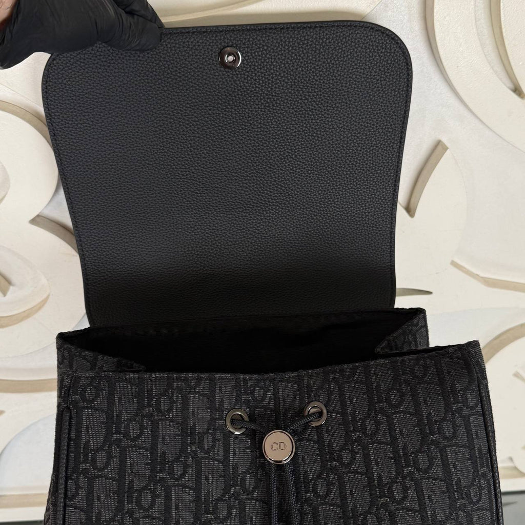 Saddle Backpack with Flap in Oblique Jacquard Backpack