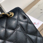 3.55 Large Caviar Leather Classic Double Flap Bag - Gold hardware