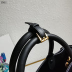 Buckle Belted Medium Leather Tote Bag