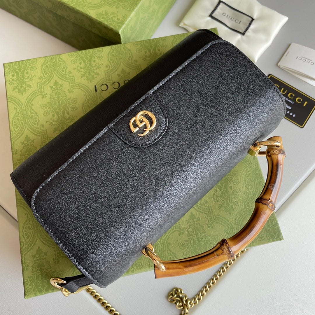 Bamboo Handle Leather Wallet with Chain